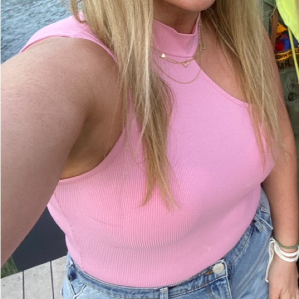 Forever 21 Pink Bodysuit Tank - unique neck